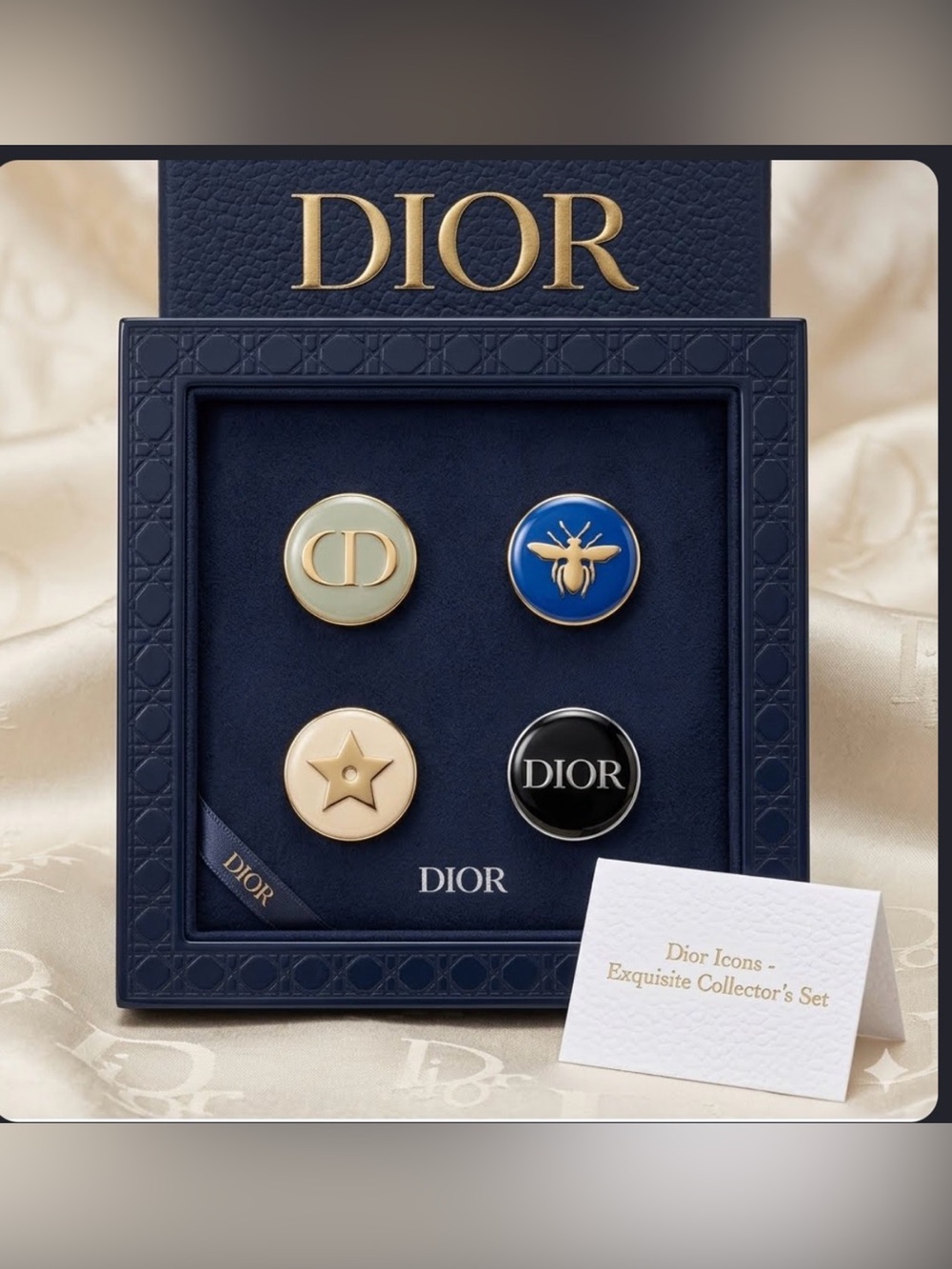 Dior Novelty Pin Badge Set (4 pins) - GWP - New in Box - Picture 1 of 6